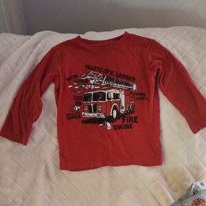 Jumping Beans Red Long Sleeve Tee Fire Truck Design